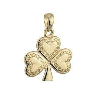 14K Medium Celtic Engraved Shamrock Charm, From… | My Irish Jeweler