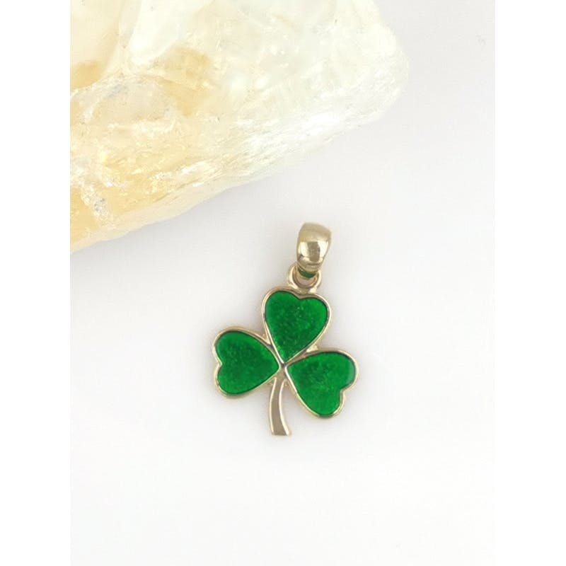 Genuine Yellow Gold Shamrock Necklace For Women