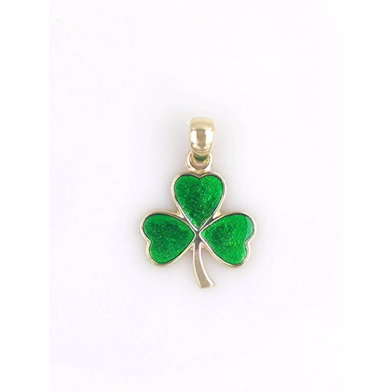 Real Yellow Gold Shamrock Necklace For Women