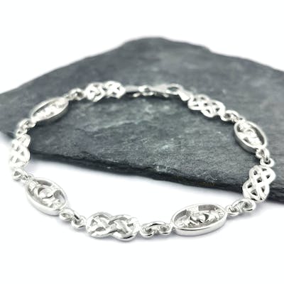 Sterling Silver Celtic Knot Claddagh Bracelet