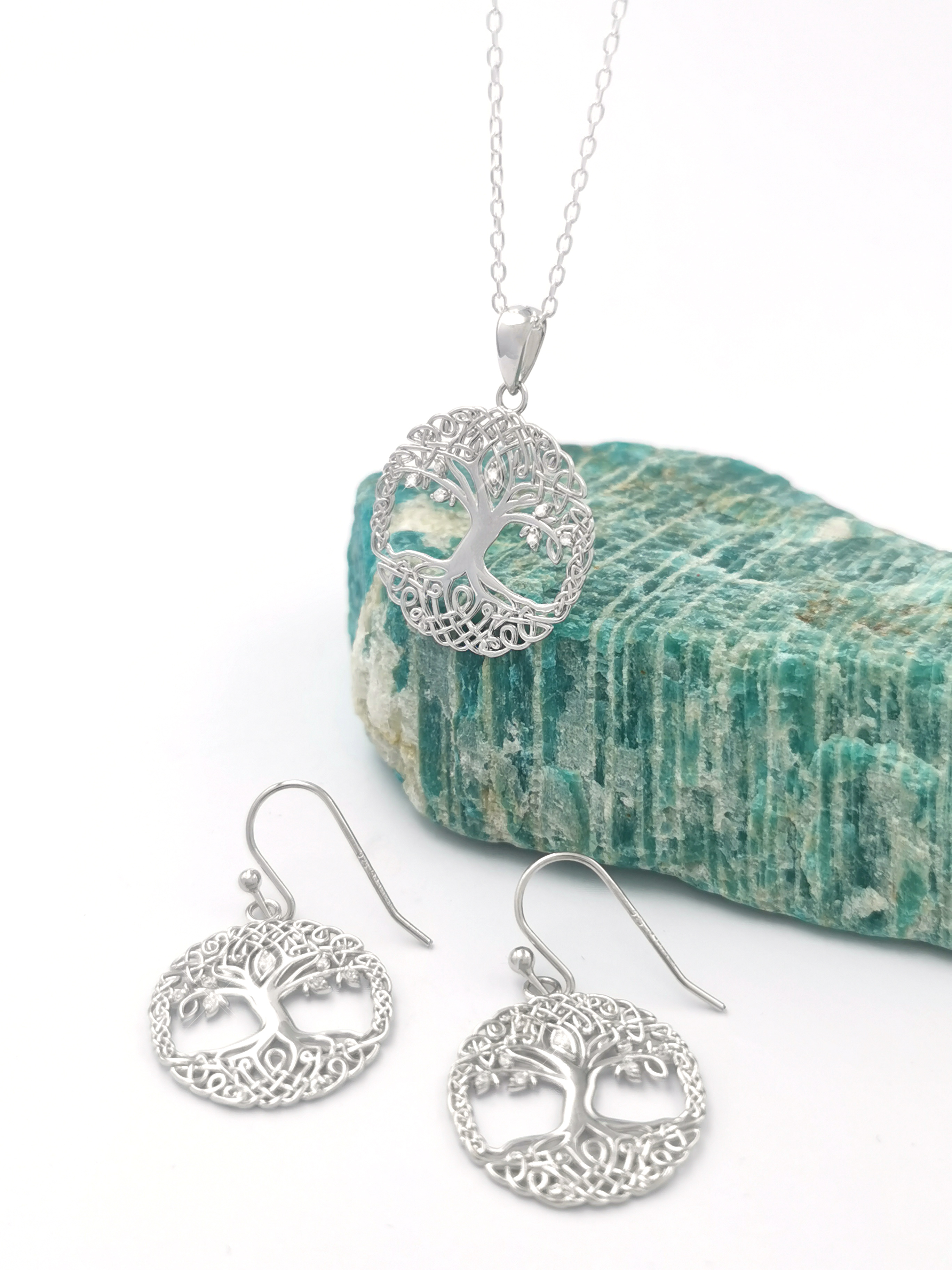 Womens Attractive Sterling Silver Tree of Life Earrings