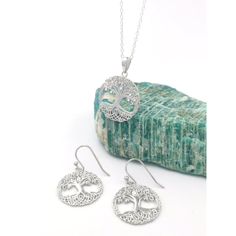 Womens Attractive Sterling Silver Tree of Life Earrings