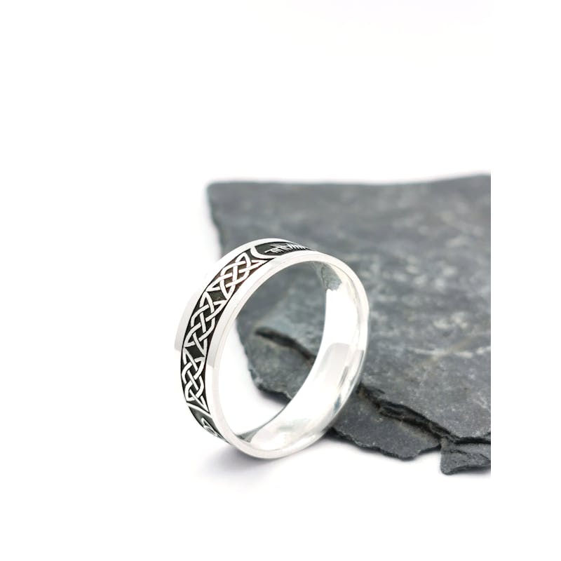 Oxidized Ogham Personalizable Wedding Ring in Real Sterling Silver