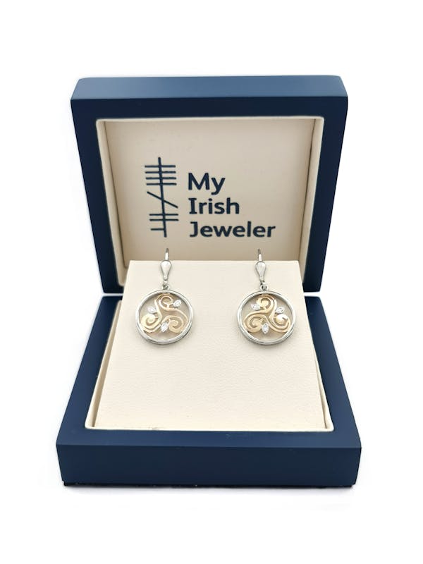 Womens Sterling Silver & 10K Yellow Gold Triskele Gift Set. In Luxury Packaging.
