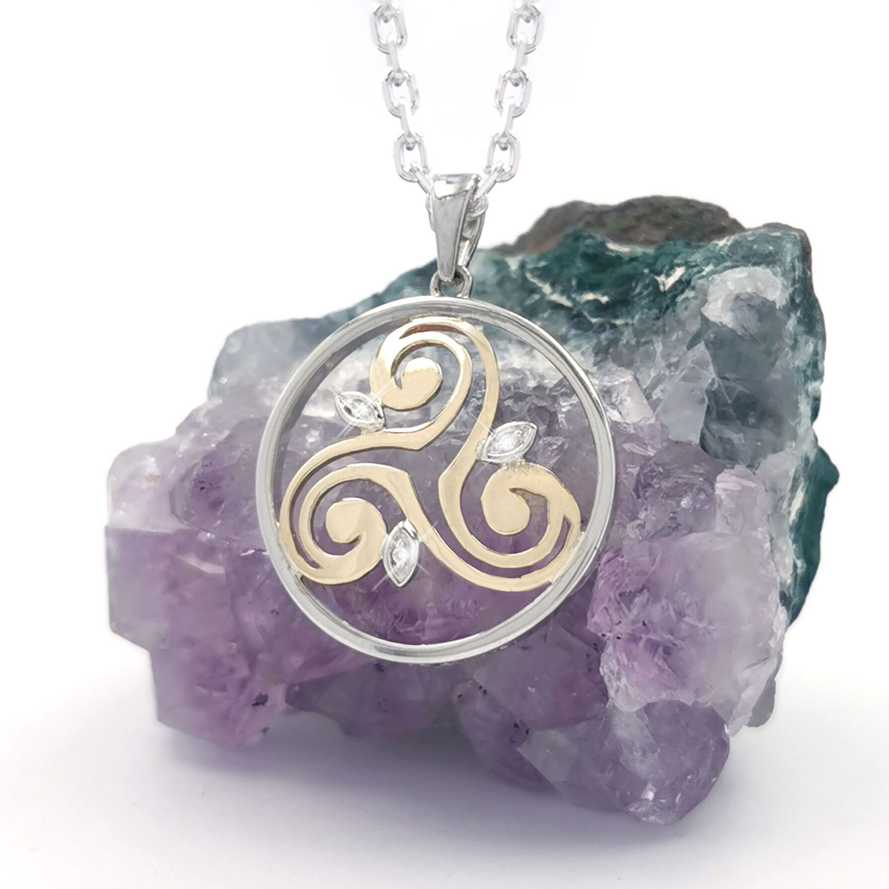 Triskele & Newgrange - Shown on Light Cable Chain