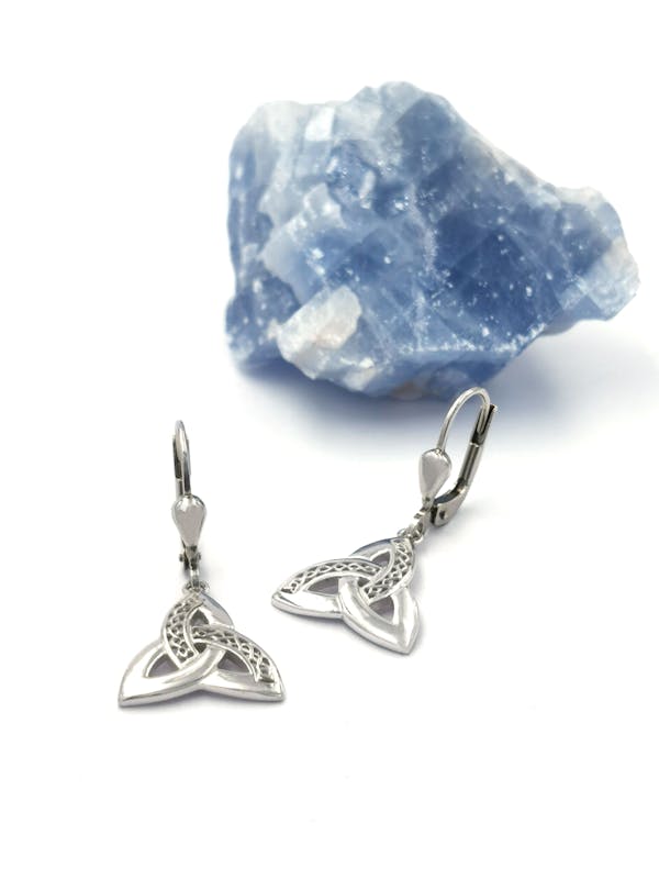 Womens Sterling Silver Trinity Knot Earrings