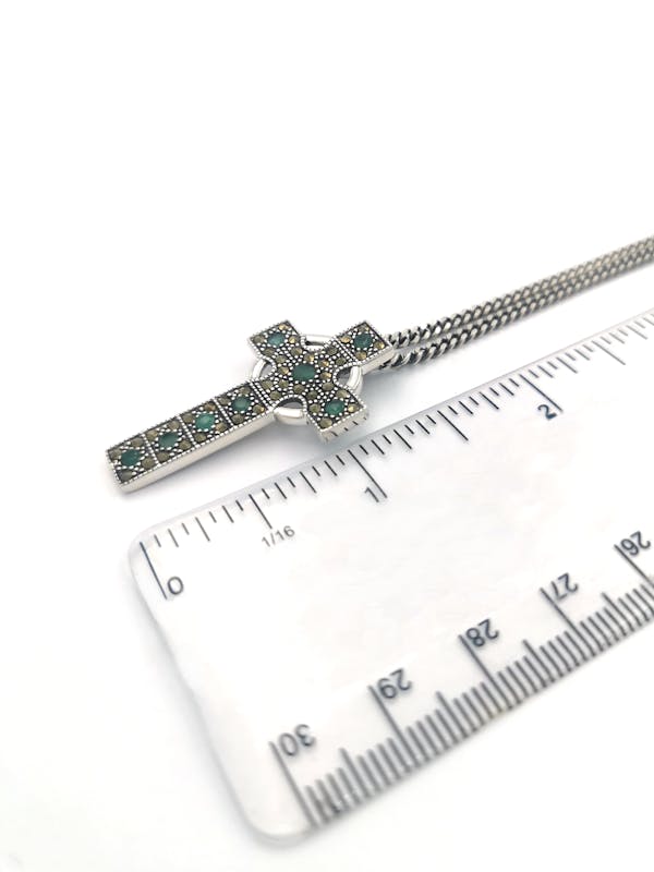 Womens Celtic Cross Necklace in Sterling Silver. Picture For Scale.