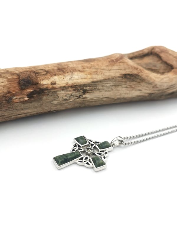 Real Sterling Silver Celtic Cross & Trinity Knot Necklace For Women