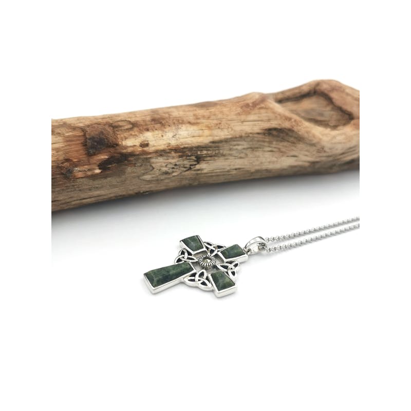 Real Sterling Silver Celtic Cross & Trinity Knot Necklace For Women