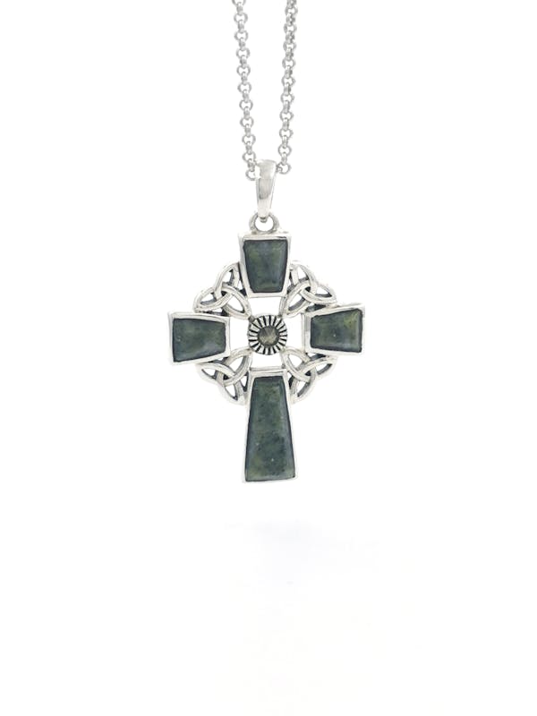 Silver Connemara Marble Celtic Knot Cross Pendant,… | My Irish Jeweler