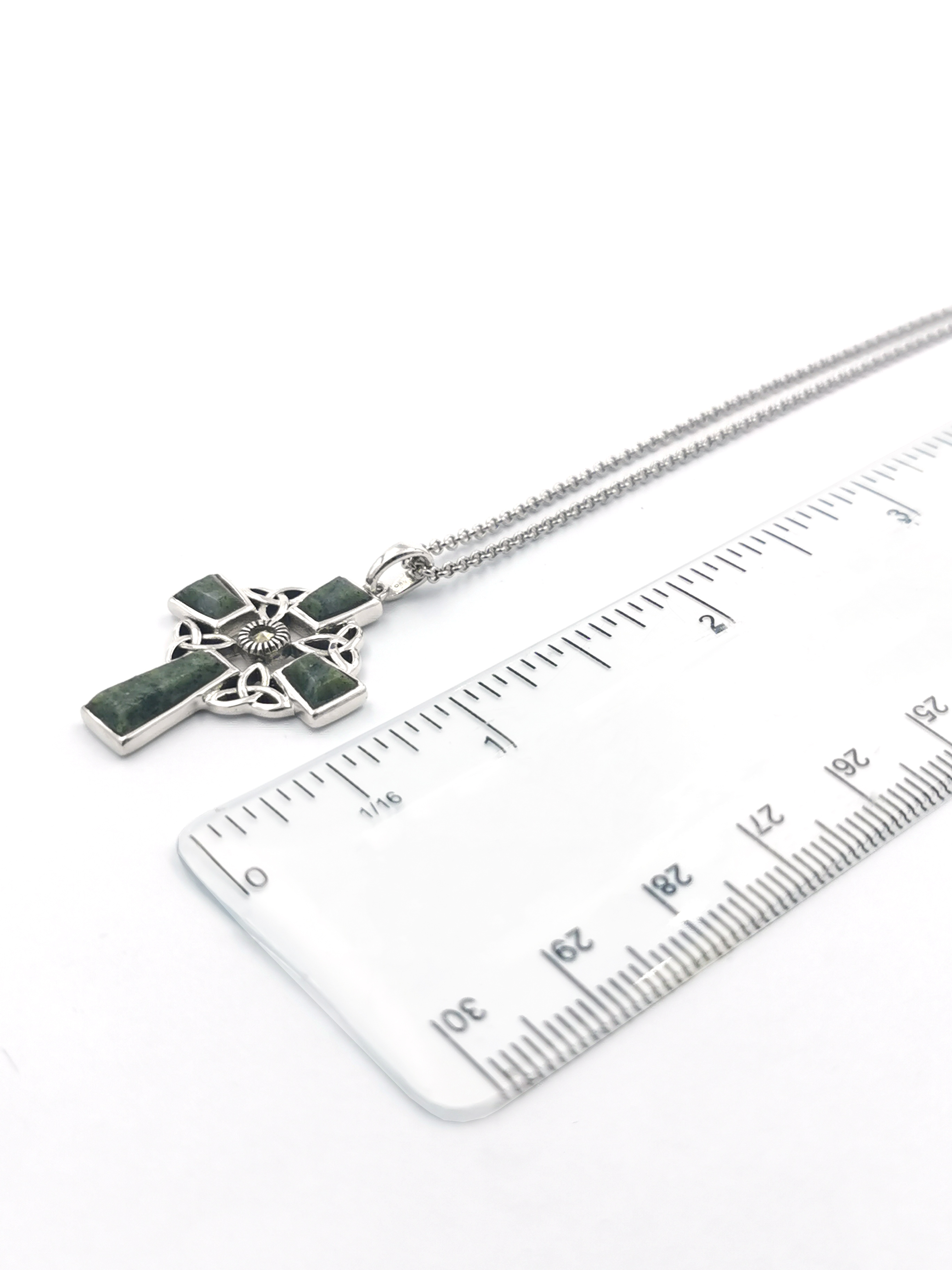 Womens Celtic Cross Necklace in Real Sterling Silver. Picture For Scale.