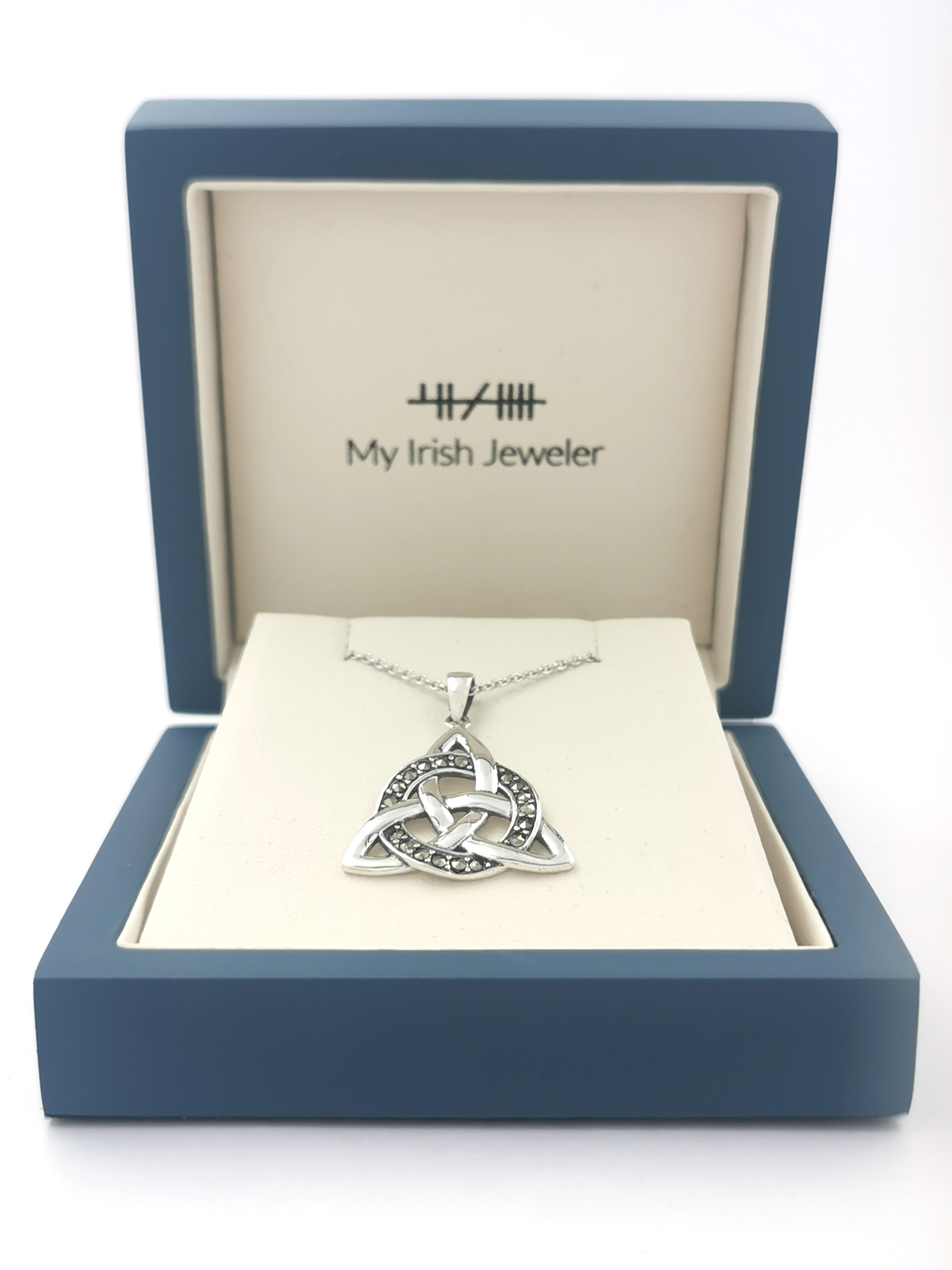 Silver Marcasite Trinity Knot Necklace and Drop My Irish Jeweler