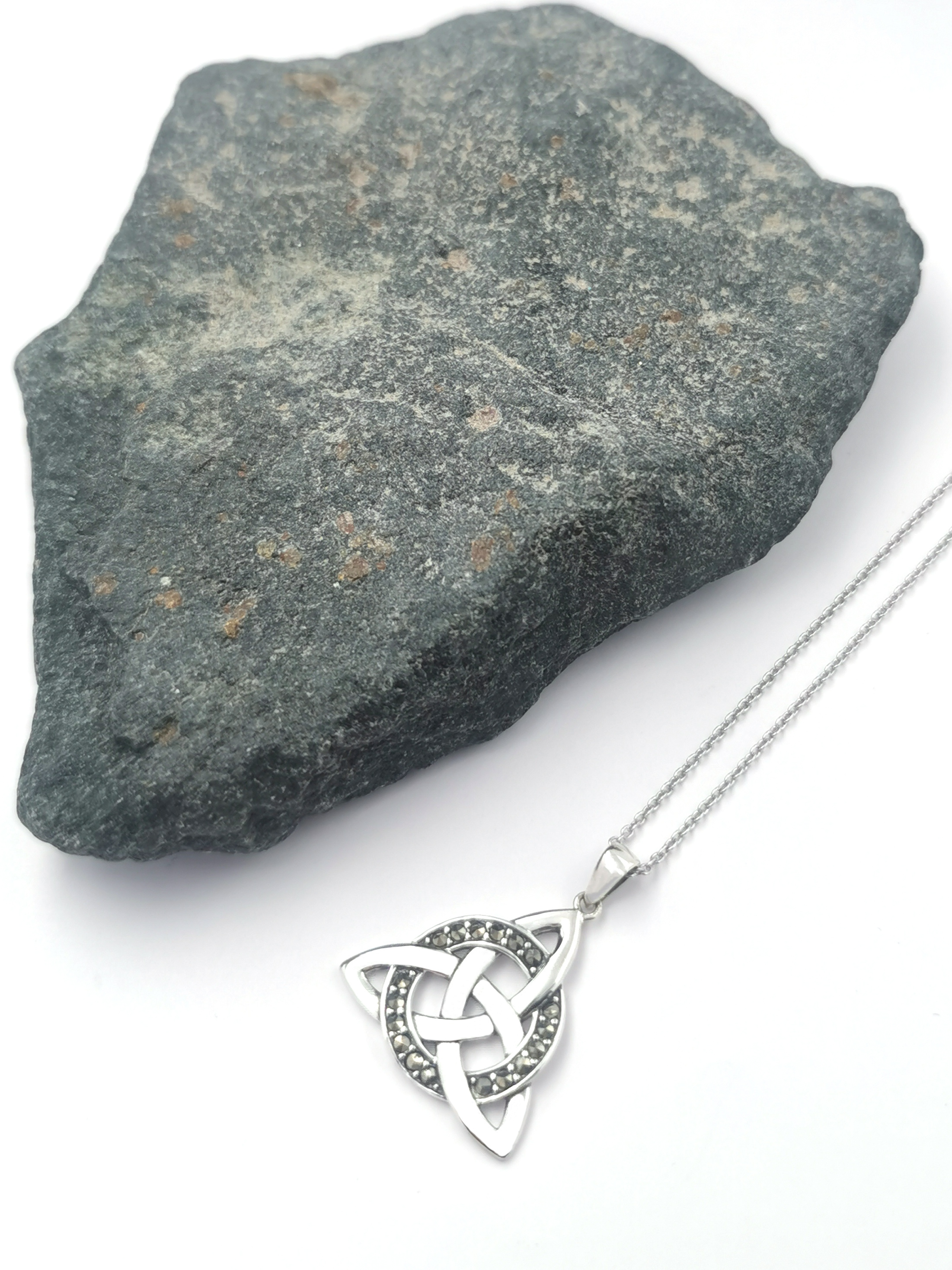 Authentic Sterling Silver Trinity Knot Gift Set For Women. Pictured Flat.