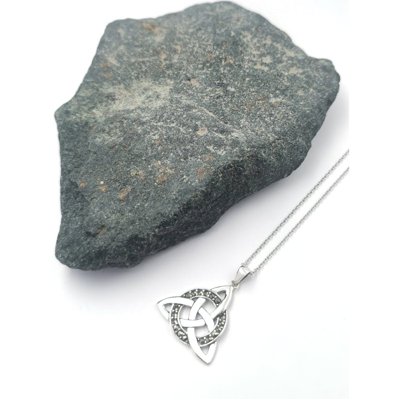 Authentic Sterling Silver Trinity Knot Gift Set For Women. Pictured Flat.