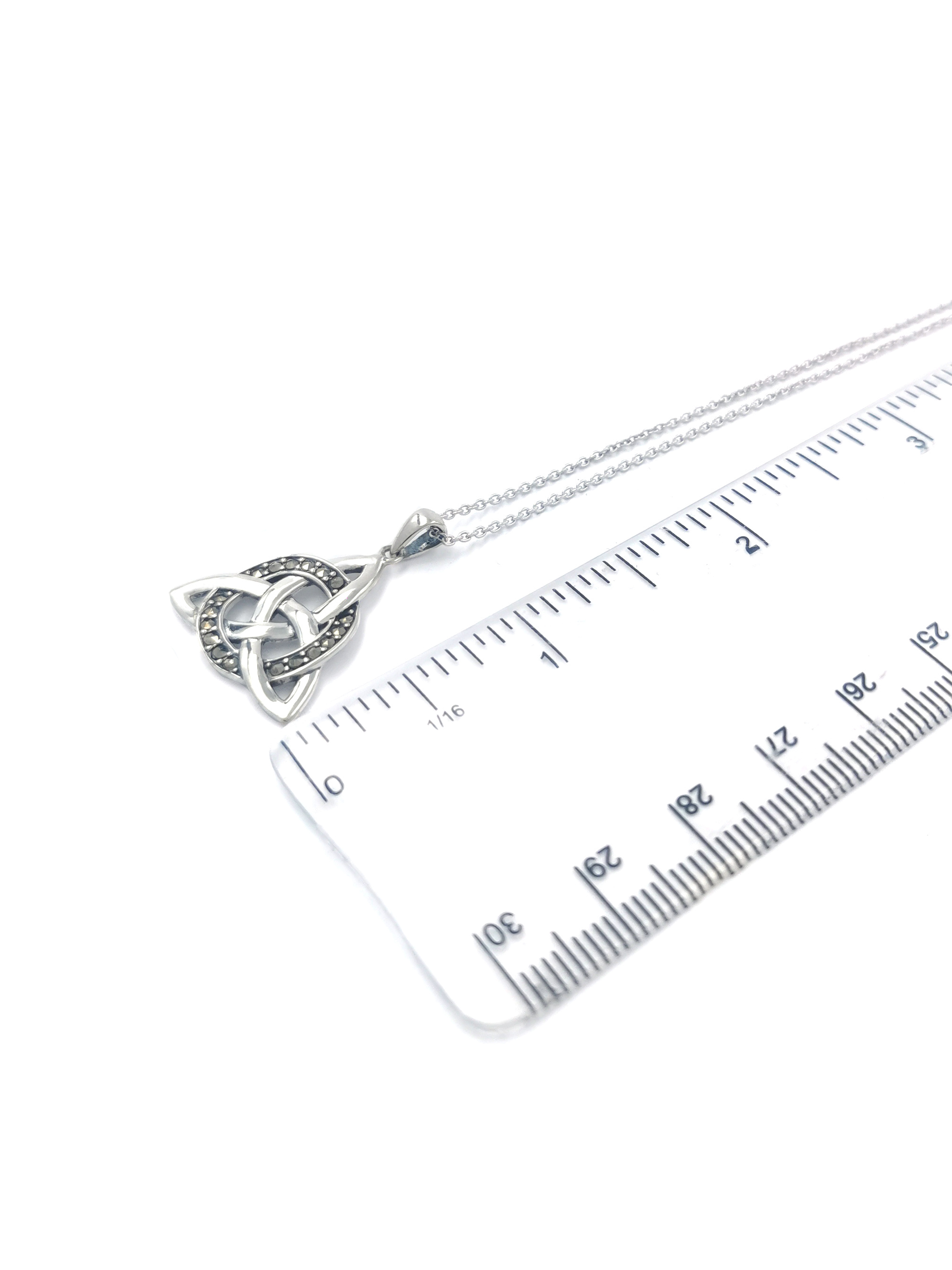 Striking Sterling Silver Trinity Knot Gift Set For Women. Picture For Scale.