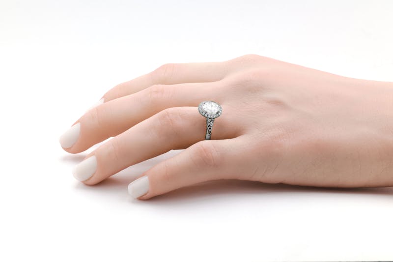 Womens Celtic Knot 0.50ct Lab Grown Diamond Ring in Platinum 950 With a Polished Finish - Model Photo