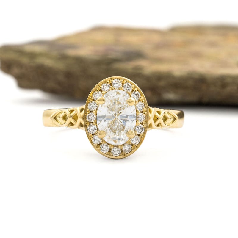 Gorgeous 18K Yellow Gold Celtic Knot 0.50ct Lab Grown Diamond Ring With a Polished Finish For Women