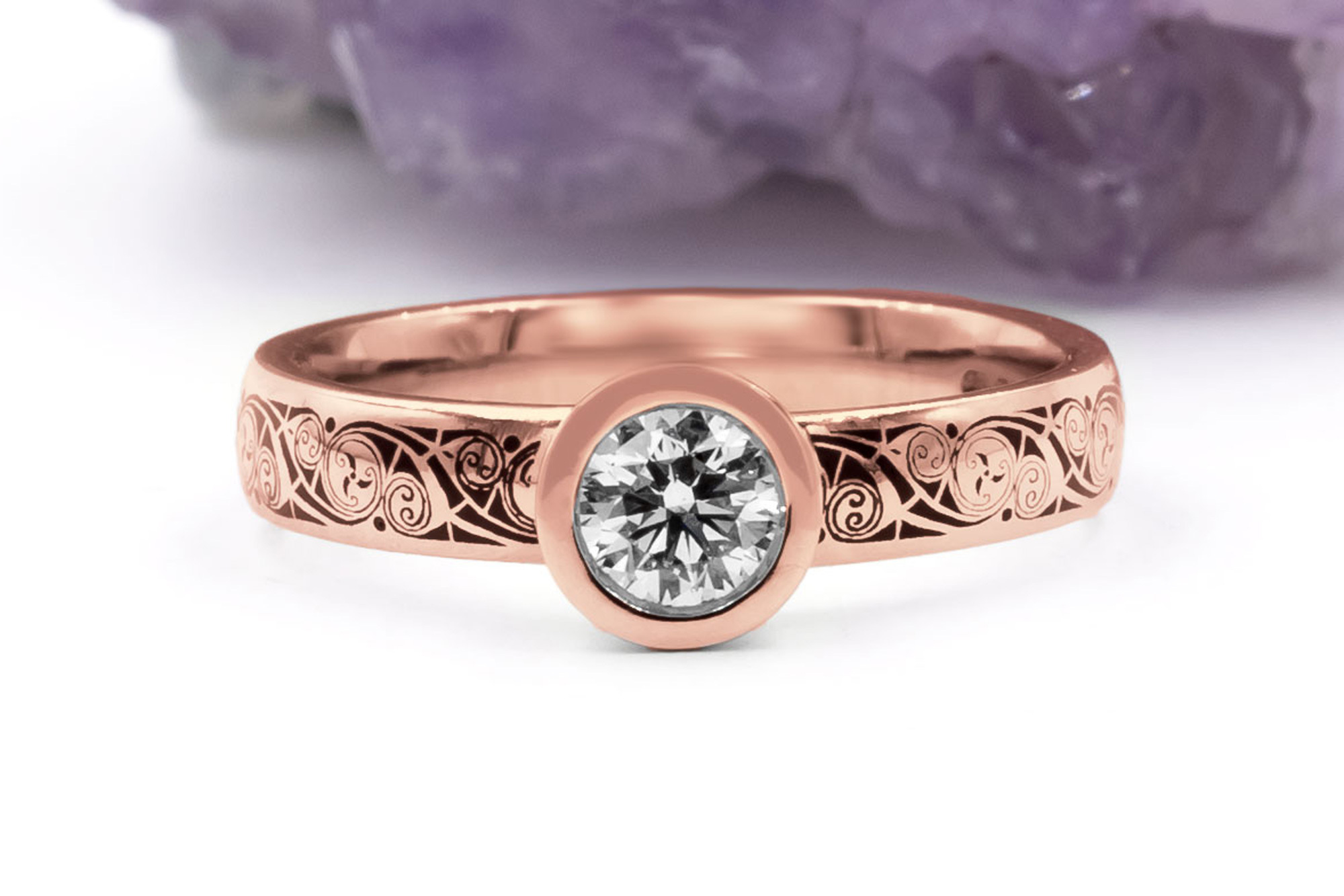 Authentic Rose Gold Celtic Knot & Triskele Ring With a Cerin Finish For Women