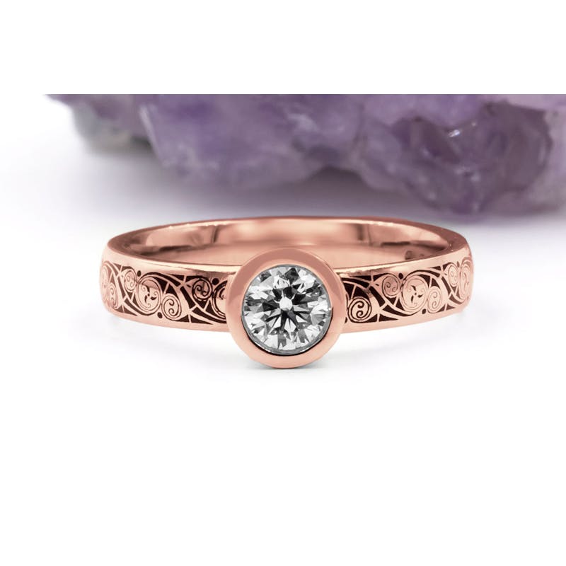 Authentic Rose Gold Celtic Knot & Triskele Ring With a Cerin Finish For Women
