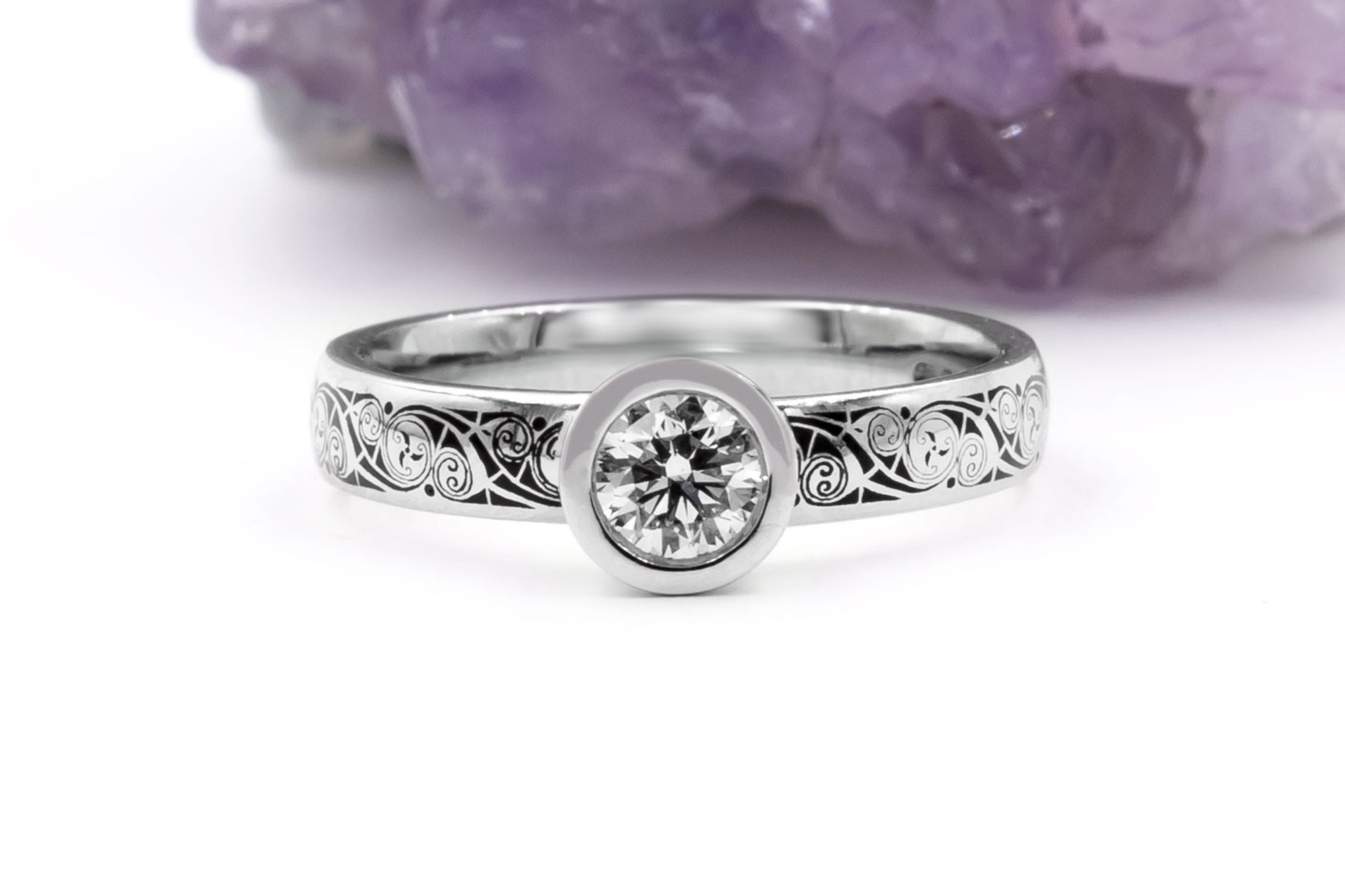 Womens Cerin Platinum 950 Celtic Knot & Triskele 3.5mm Ring