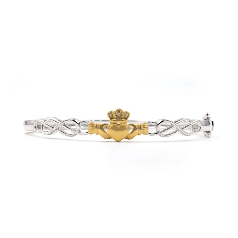 Womens Polished Sterling Silver & 10K Yellow Gold Claddagh & Celtic Knot Gift Set