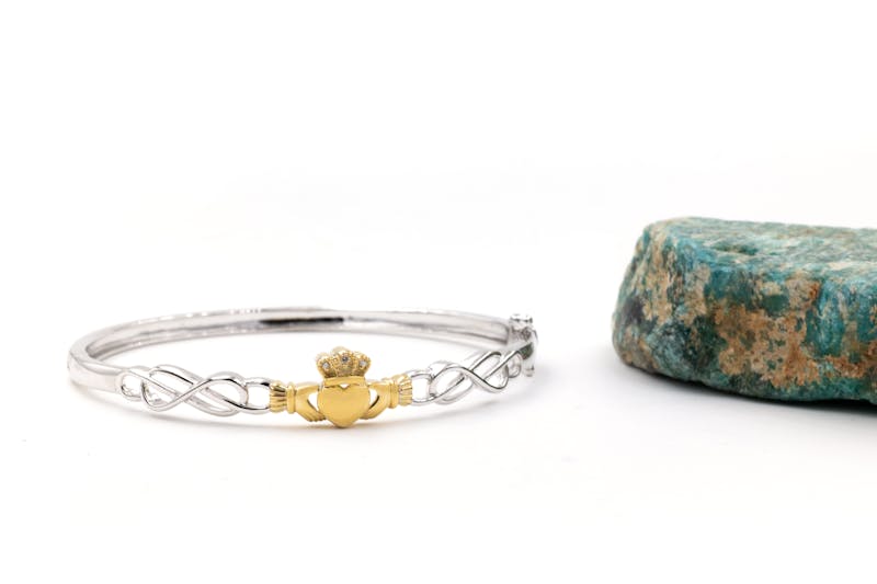 Womens Polished Sterling Silver & 10K Yellow Gold Claddagh Gift Set
