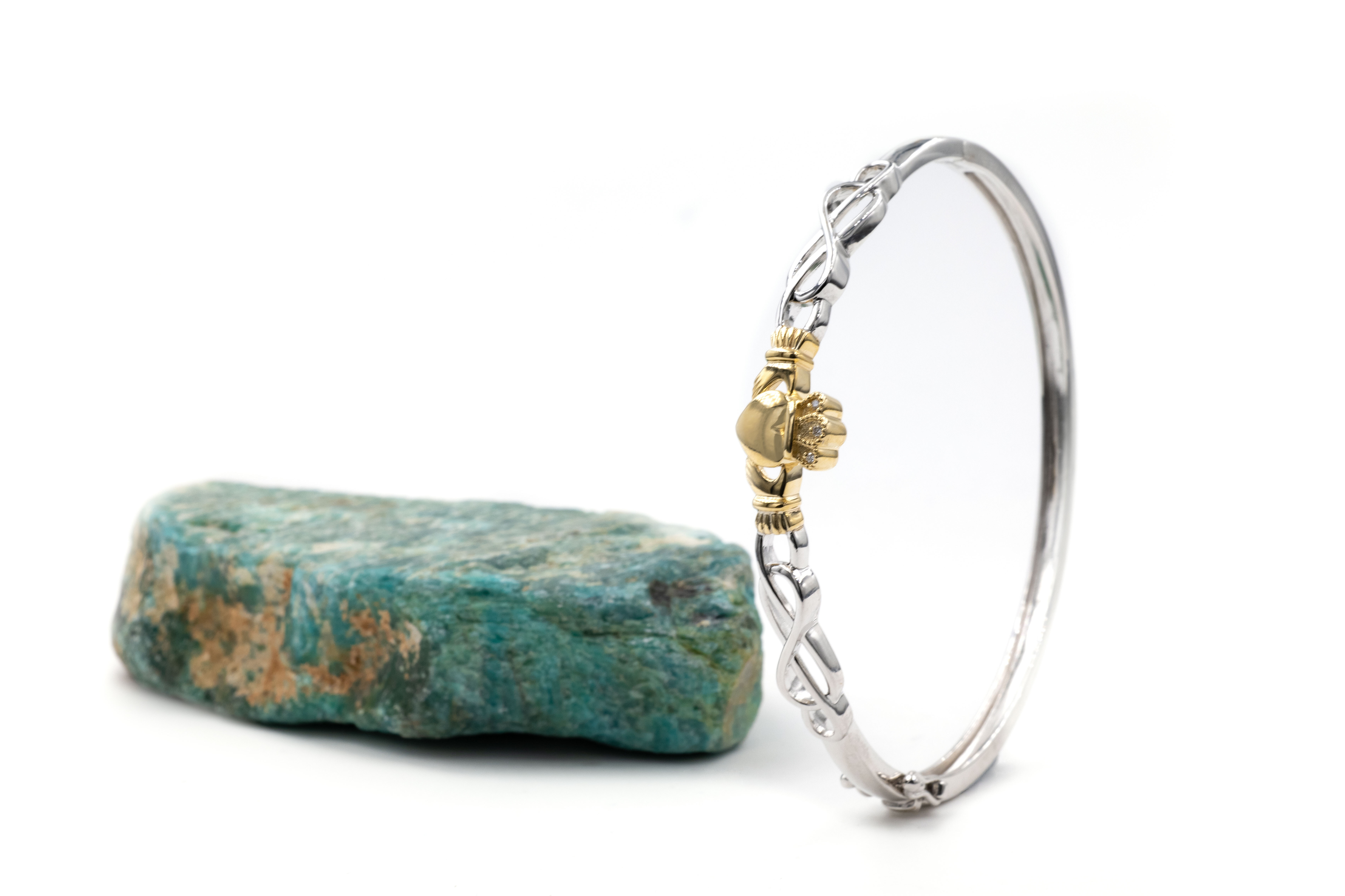 Authentic Sterling Silver & 10K Yellow Gold Claddagh Gift Set For Women With a Polished Finish