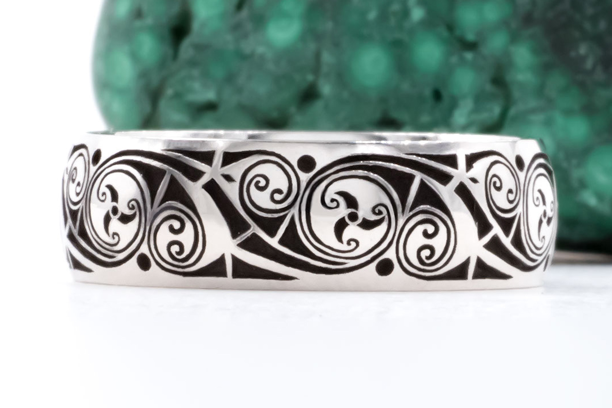 Real Platinum 950 Triskele 7.0mm Ring With a Cerin Finish