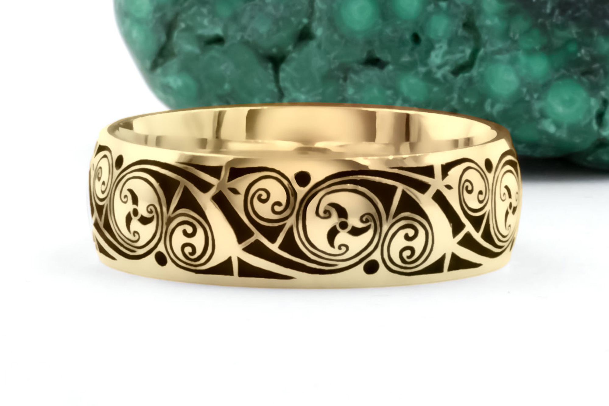 Genuine Cerin Yellow Gold Triskele 5.0mm Ring