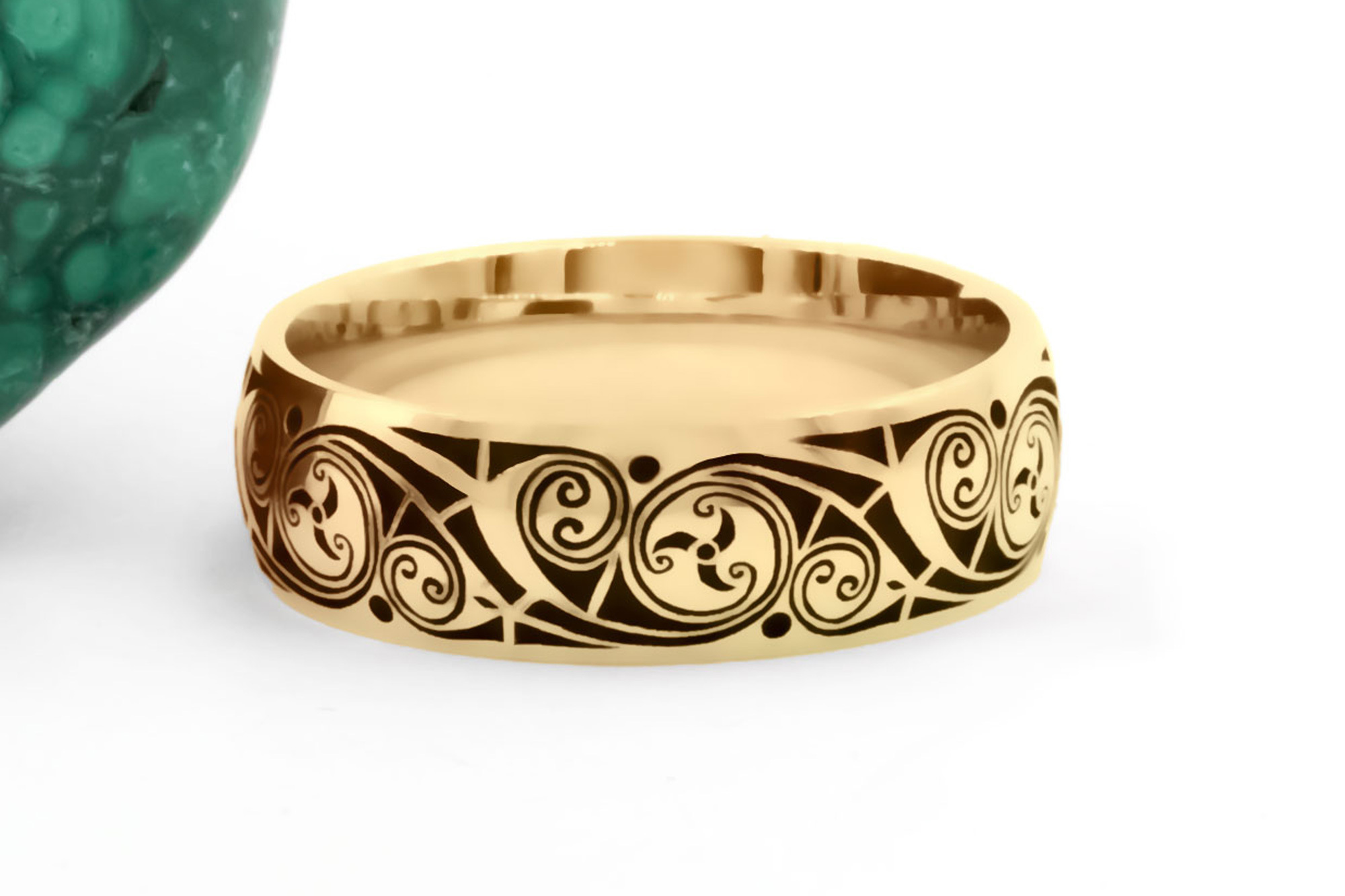 Authentic Yellow Gold Triskele 7.0mm Ring With a Cerin Finish