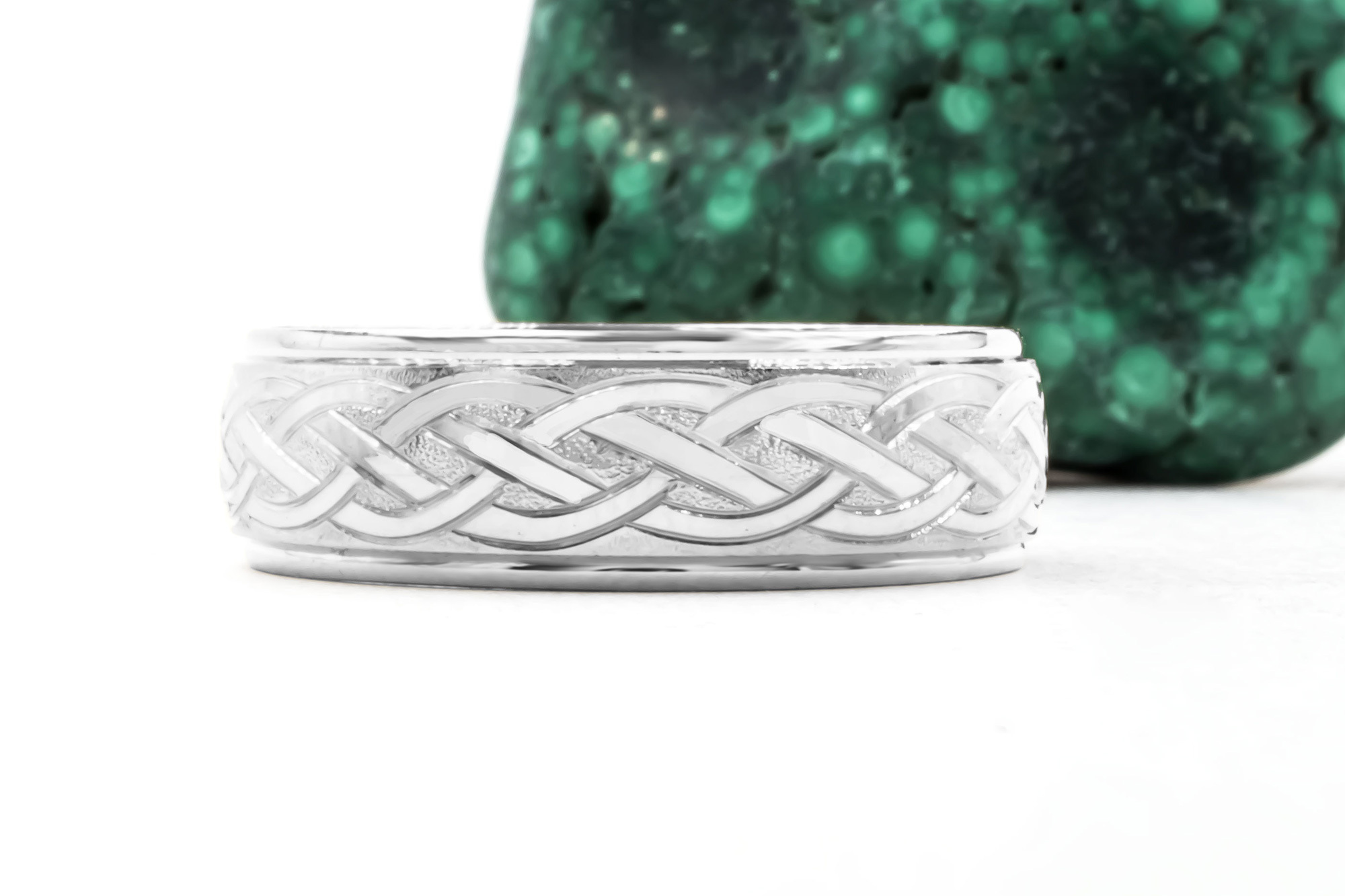Celtic Knot 7.0mm Ring in Real 18K White Gold