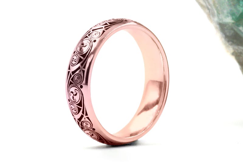 Real Rose Gold Triskele 4.0mm Ring With a Cerin Finish