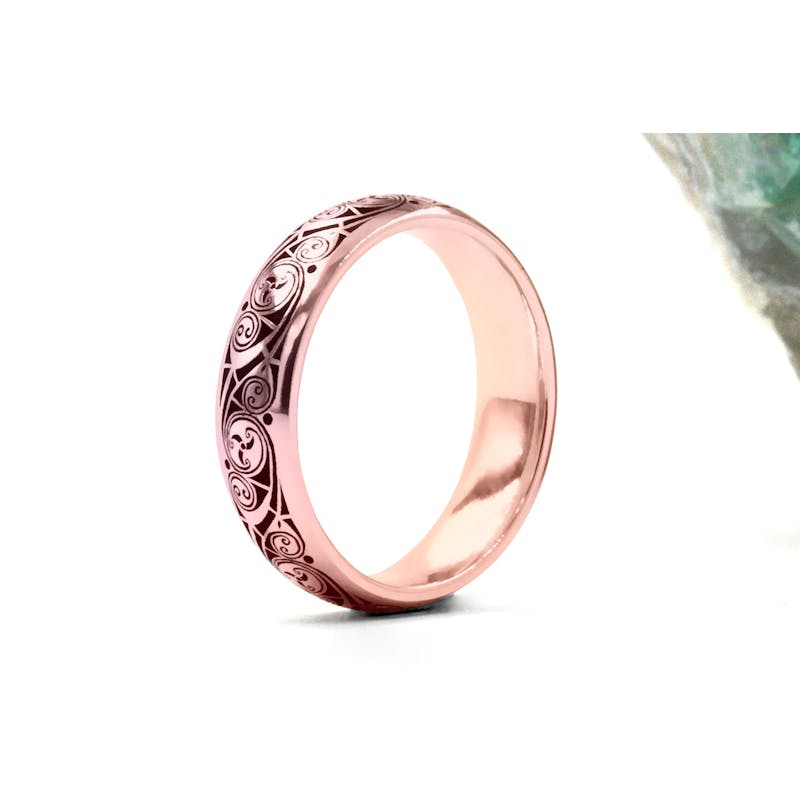 Real Rose Gold Triskele 4.0mm Ring With a Cerin Finish