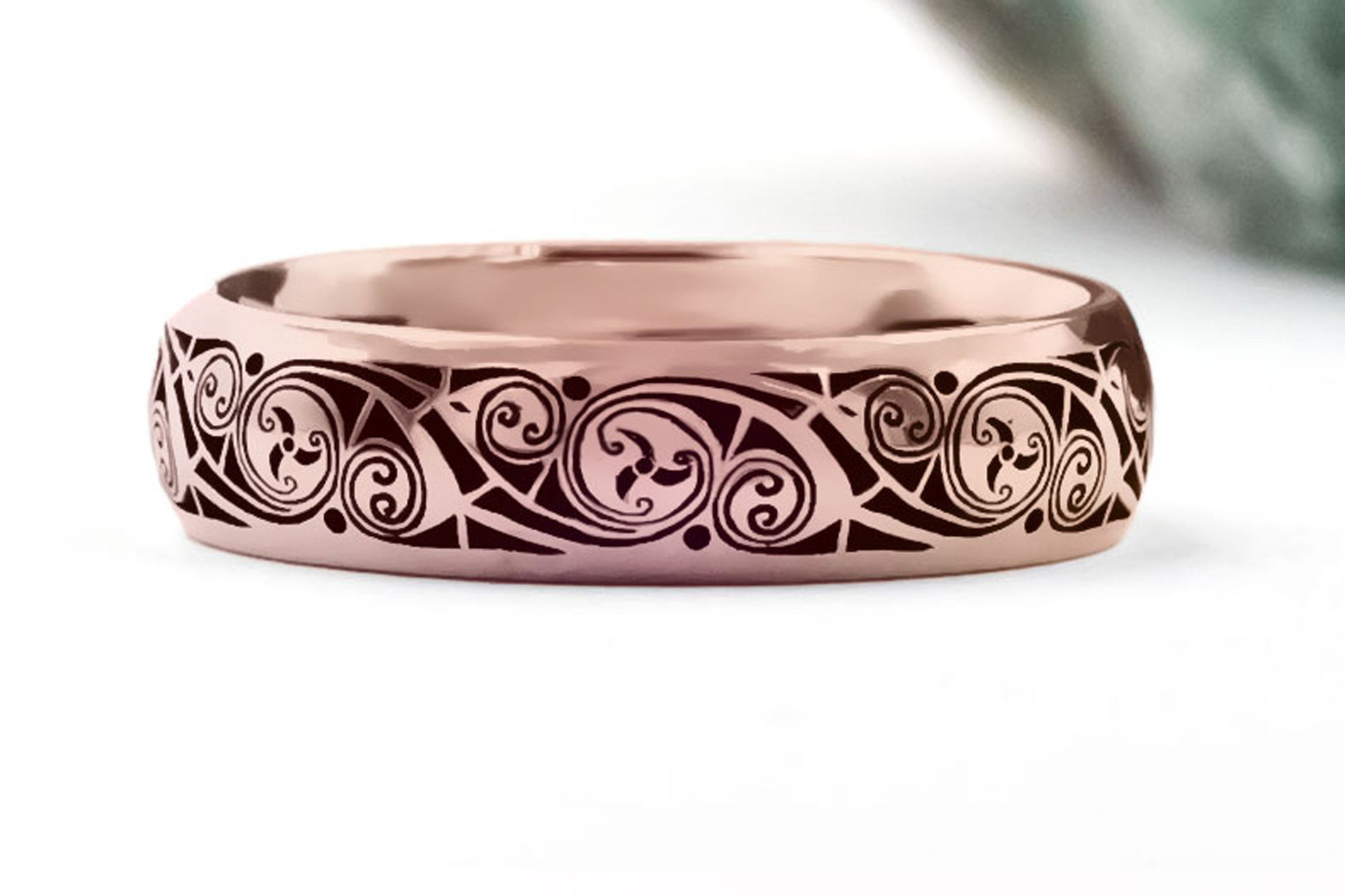 Triskele 5.0mm Ring in 18K Rose Gold With a Cerin Finish