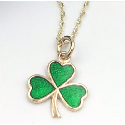 14k Yellow Gold Filigree Irish Clover Charm Pendant - Handmade Celtic Jewelry, USA Made