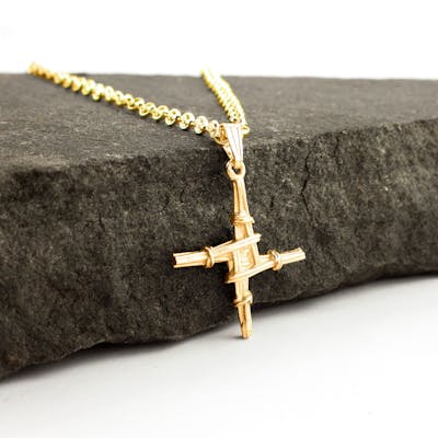 Gold Double Sided St Brigids Cross Pendant