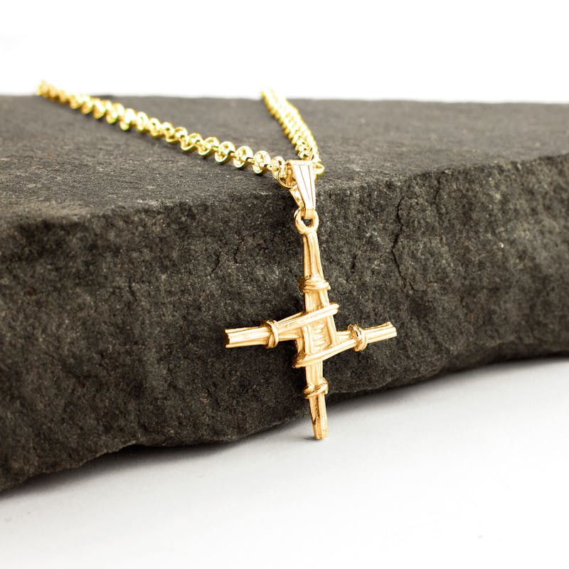 St Brigids Cross - Shown with Luxury Rolo Chain
