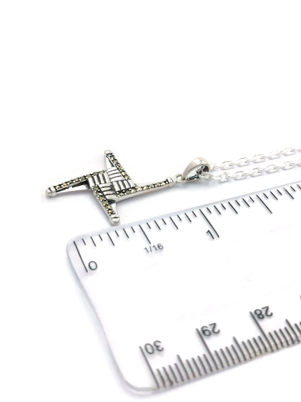 Womens St Brigids Cross Gift Set in Sterling Silver. Picture For Scale.