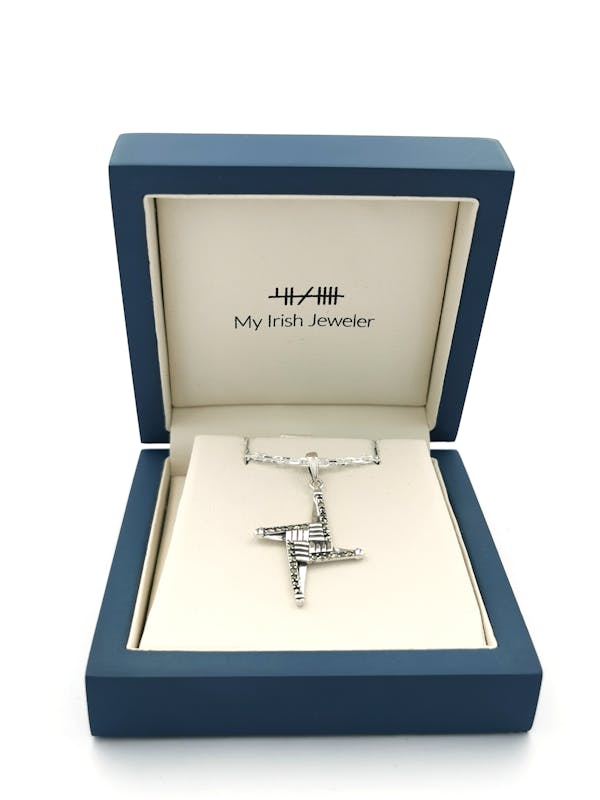 Real Sterling Silver St Brigids Cross Gift Set For Women. In Luxury Packaging.