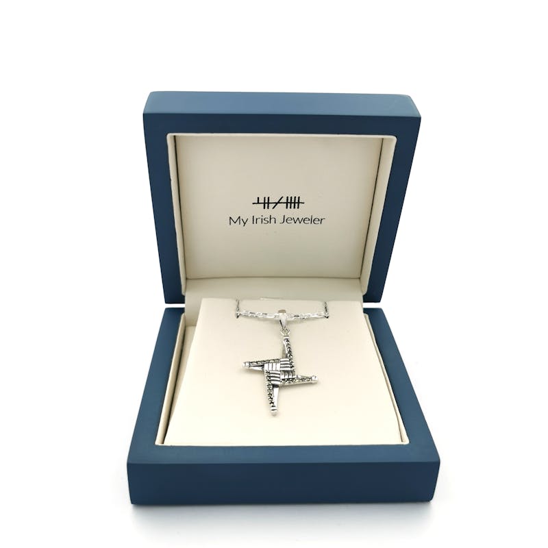 Real Sterling Silver St Brigids Cross Gift Set For Women. In Luxury Packaging.