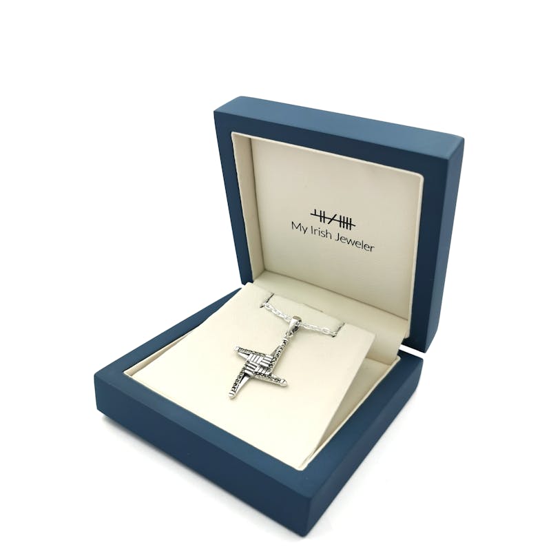 Irish Sterling Silver St Brigids Cross Necklace For Women. In Luxury Packaging.