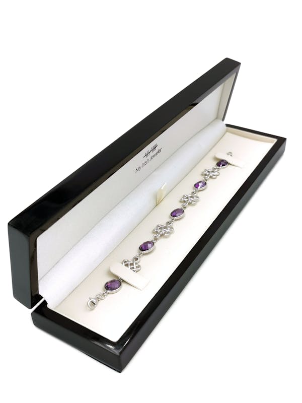 Womens Polished Sterling Silver Celtic Knot Bracelet. In Luxury Packaging.