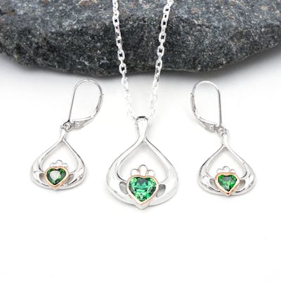 Silver And Irish Rose Gold Claddagh Gift Set