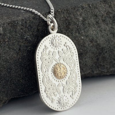 Sterling Silver Ardagh Chalice Pendant with 10K Gold Bead