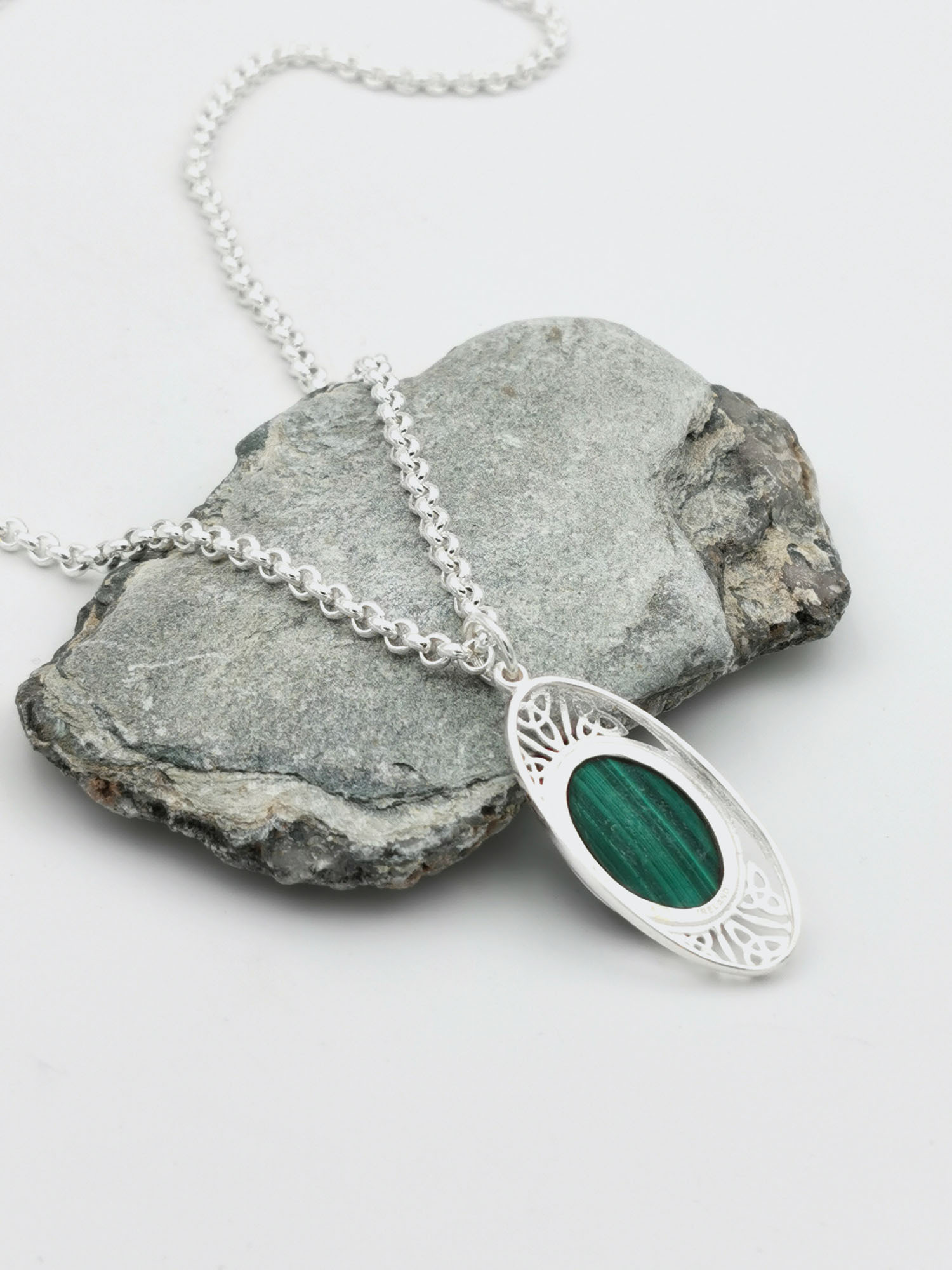 Genuine Sterling Silver Trinity Knot & Celtic Knot Necklace For Women. Picture Of The Reverse Side.