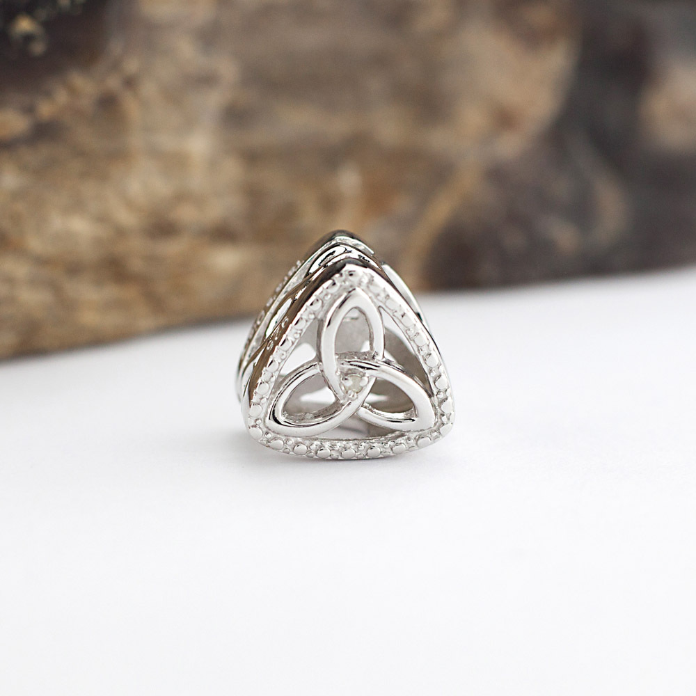 Sterling Silver Diamond Set Trinity Knot Bead