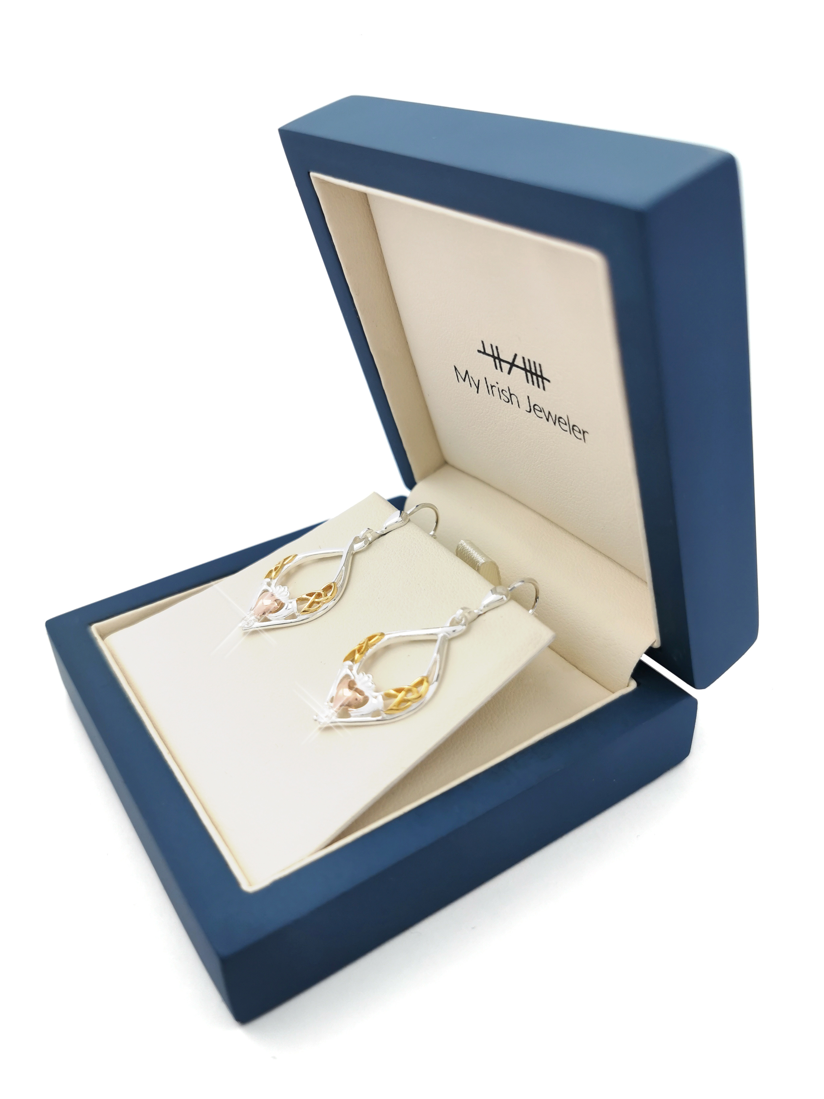 Authentic Sterling Silver Claddagh Earrings For Women. In Luxury Packaging.