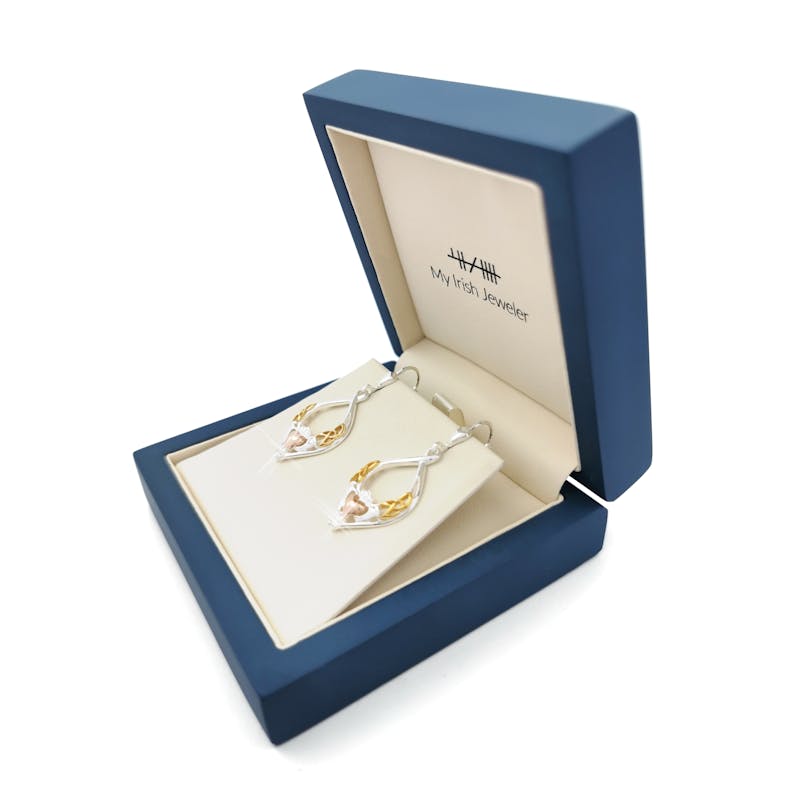 Authentic Sterling Silver Claddagh Earrings For Women. In Luxury Packaging.