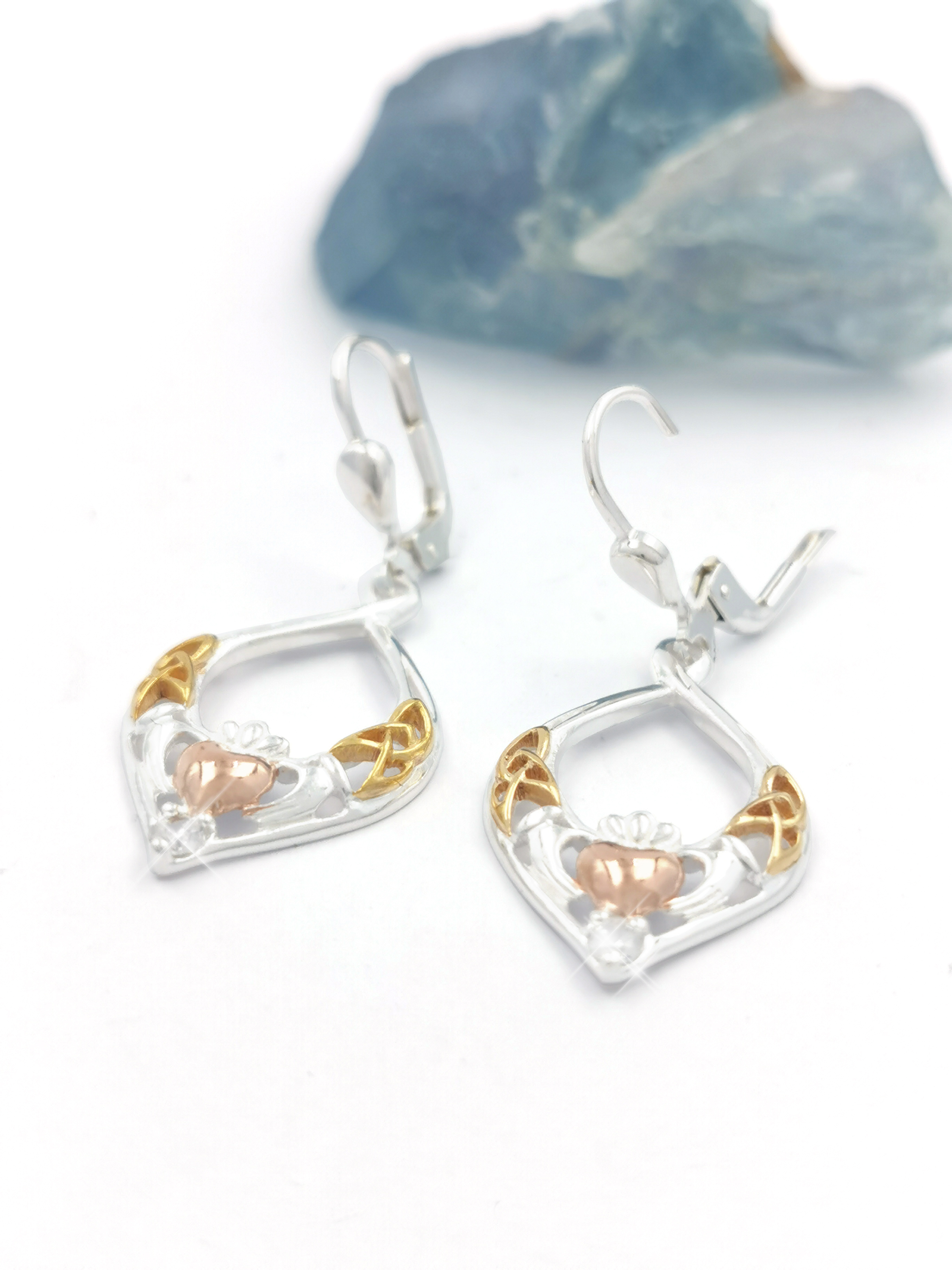 Womens Sterling Silver Claddagh Gift Set. Photographed Open.