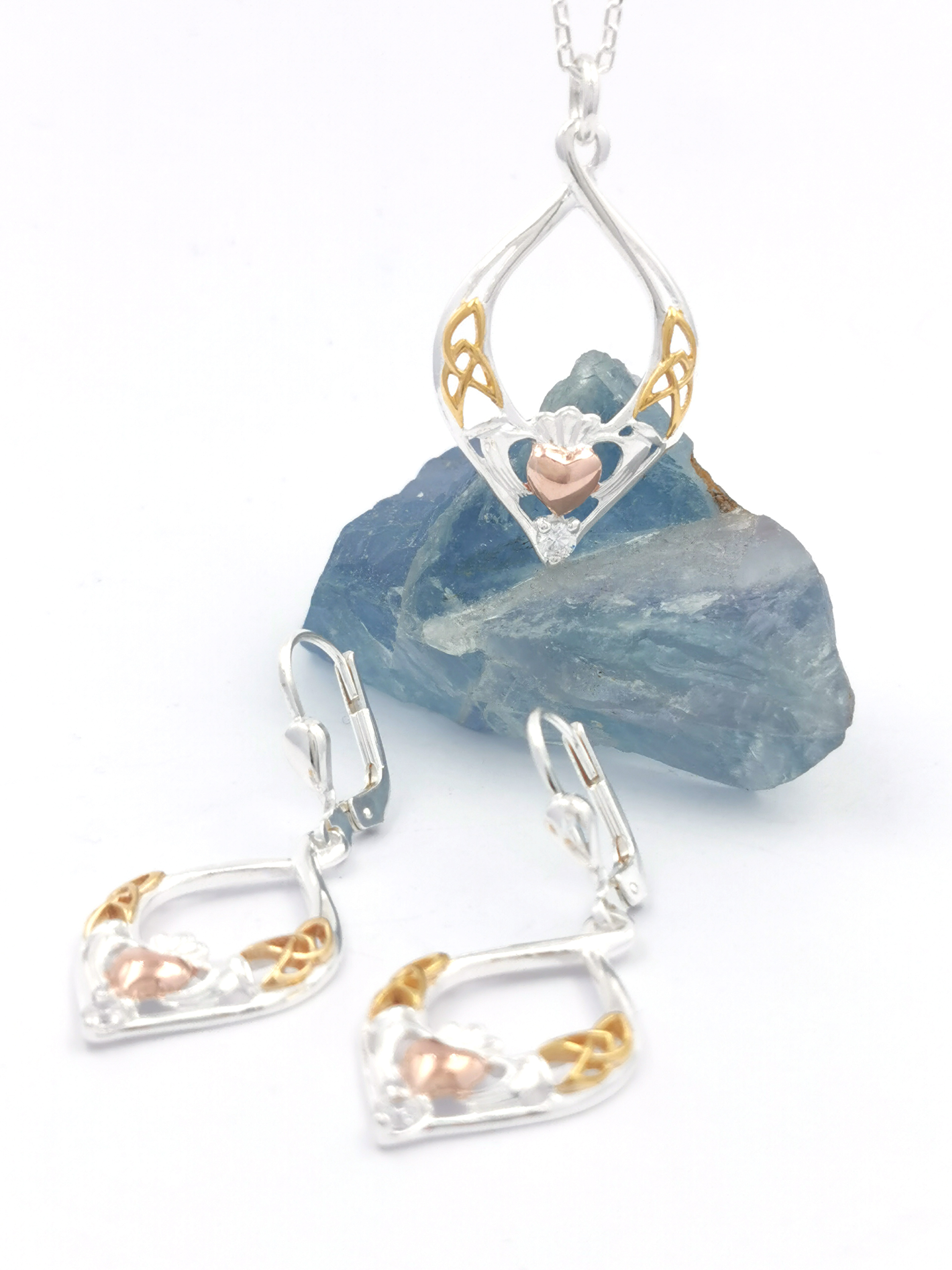 Claddagh & Trinity Knot - Pendant and Matching Earrings